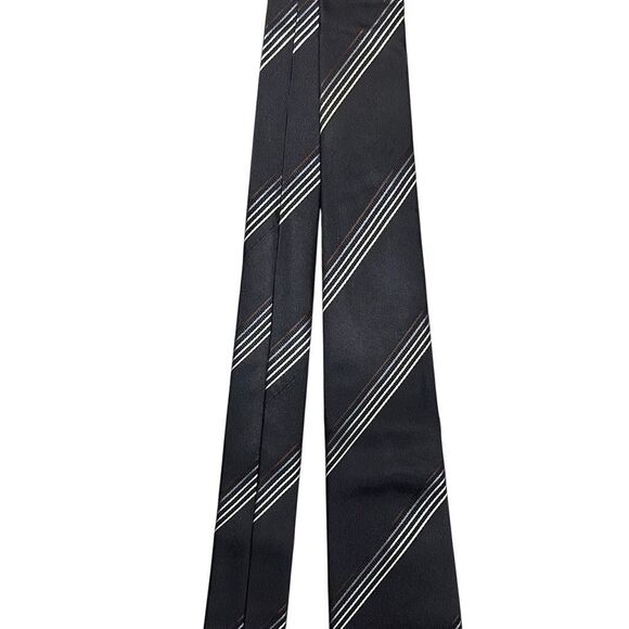 Louis Vuitton Navy Blue Striped Designer Neck Tie 100% Silk Embroidered Logo - Picture 3 of 14